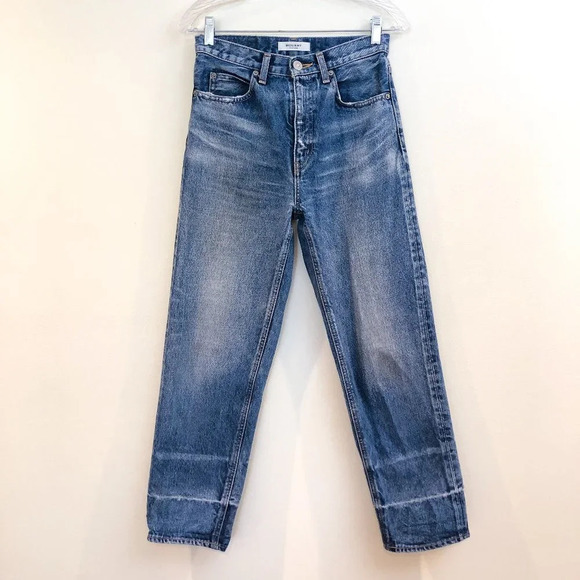 Moussy Vintage Orin JW Tapered Straight Leg High Waist Distressed Denim Jeans 25 - Picture 2 of 11